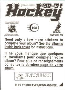 1990-91 Panini Hockey Stickers #198 Denis Savard Back