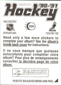 1990-91 Panini Hockey Stickers #200 Troy Murray Back