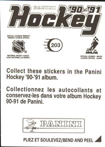 1990-91 Panini Stickers #203 Glen Hanlon Back