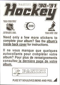 1990-91 Panini Hockey Stickers #209 Bernie Federko Back