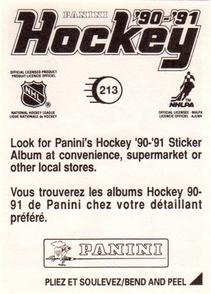 1990-91 Panini Hockey Stickers #213 Shawn Burr Back