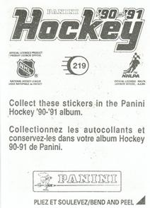 1990-91 Panini Hockey Stickers #219 Mark Messier Back