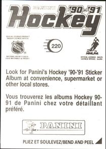 1990-91 Panini Hockey Stickers #220 Craig MacTavish Back