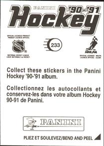 1990-91 Panini Stickers #233 Luc Robitaille Back