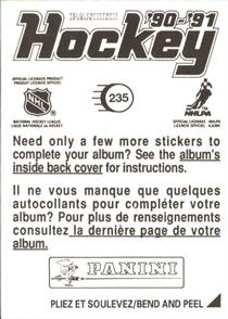 1990-91 Panini Hockey Stickers #235 John Tonelli Back