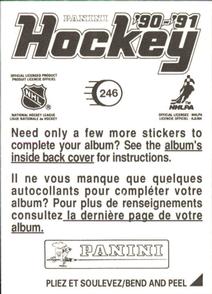 1990-91 Panini Hockey Stickers #246 Kelly Hrudey Back