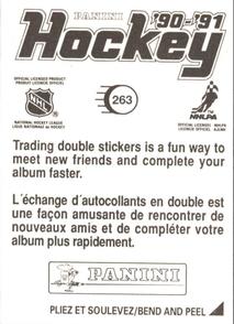 1990-91 Panini Hockey Stickers #263 Sergio Momesso Back