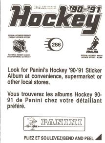 1990-91 Panini Hockey Stickers #286 Wendel Clark Back