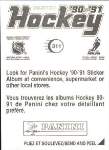 1990-91 Panini Hockey Stickers #311 Bob Essensa Back