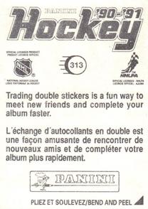 1990-91 Panini Hockey Stickers #313 Paul Fenton Back