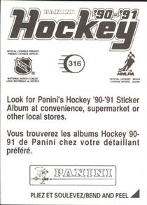 1990-91 Panini Hockey Stickers #316 Thomas Steen Back