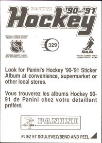 1990-91 Panini Hockey Stickers #329 Mike Vernon Back