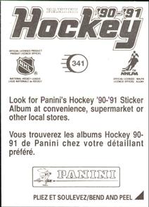 1990-91 Panini Hockey Stickers #341 Mark Recchi Back