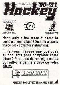 1990-91 Panini Hockey Stickers #28 Pierre Turgeon Back
