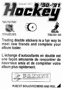 1990-91 Panini Hockey Stickers #4 Dave Poulin Back