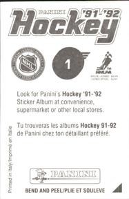1991-92 Panini Hockey Stickers #1 NHL Logo Back