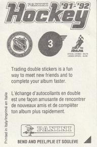 1991-92 Panini Hockey Stickers #3 NHL Logo 75th Anniversary Logo Back