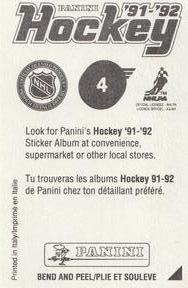 1991-92 Panini Hockey Stickers #4 NHL Logo 75th Anniversary Logo Back