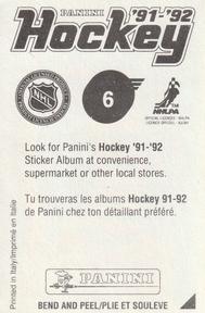 1991-92 Panini Hockey Stickers #6 Prince of Wales Conference Logo Back