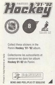 1991-92 Panini Hockey Stickers #8 Steve Larmer Back