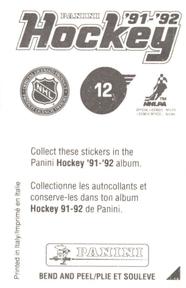 1991-92 Panini Hockey Stickers #12 Jeremy Roenick Back
