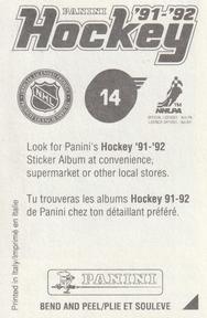 1991-92 Panini Hockey Stickers #14 Steve Thomas Back