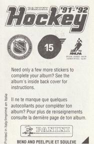 1991-92 Panini Hockey Stickers #15 Dave Manson Back