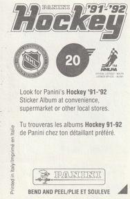 1991-92 Panini Hockey Stickers #20 Jocelyn Lemieux Back