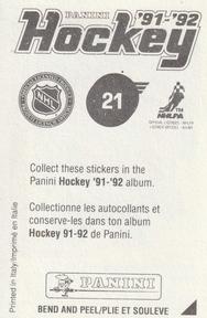 1991-92 Panini Hockey Stickers #21 Keith Brown Back