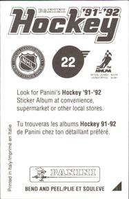 1991-92 Panini Hockey Stickers #22 Curtis Joseph Back