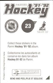 1991-92 Panini Hockey Stickers #23 Jeff Brown Back