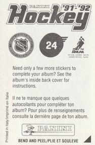 1991-92 Panini Hockey Stickers #24 Gino Cavallini Back