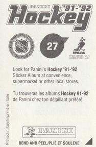 1991-92 Panini Hockey Stickers #27 Dan Quinn Back