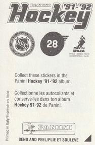 1991-92 Panini Hockey Stickers #28 Garth Butcher Back