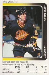 1991-92 Panini Hockey Stickers #39 Greg Adams Front