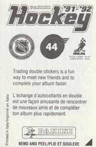 1991-92 Panini Hockey Stickers #44 Sergio Momesso Back