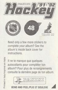 1991-92 Panini Hockey Stickers #48 Steve Bozek Back