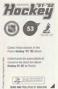 1991-92 Panini Hockey Stickers #53 Joe Nieuwendyk Back