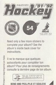 1991-92 Panini Stickers #54 Paul Ranheim Back