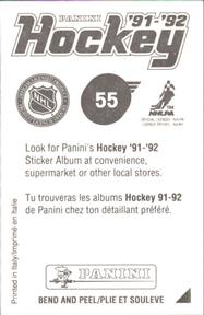 1991-92 Panini Hockey Stickers #55 Mike Vernon Back