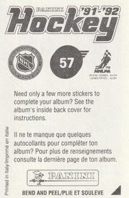 1991-92 Panini Hockey Stickers #57 Gary Suter Back