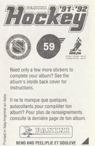 1991-92 Panini Hockey Stickers #59 Doug Gilmour Back