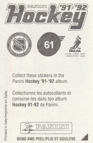 1991-92 Panini Hockey Stickers #61 Jamie Macoun Back