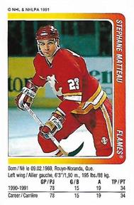 1991-92 Panini Hockey Stickers #62 Stephane Matteau Front