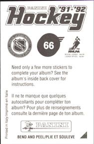 1991-92 Panini Hockey Stickers #66 Pat Elynuik Back