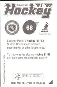 1991-92 Panini Hockey Stickers #68 Thomas Steen Back
