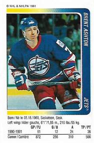 1991-92 Panini Hockey Stickers #70 Brent Ashton Front