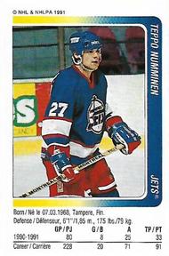1991-92 Panini Hockey Stickers #71 Teppo Numminen Front