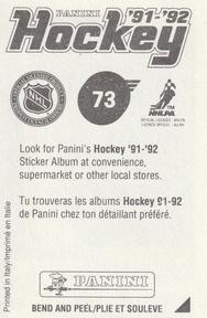 1991-92 Panini Hockey Stickers #73 Dave McLlwain Back