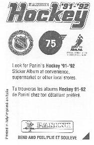 1991-92 Panini Hockey Stickers #75 Bob Essensa Back